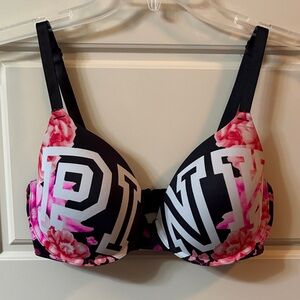 Victoria’s Secret Pink Floral Logo Wear Everywhere Lightly Lined Bra 34DD 🌺